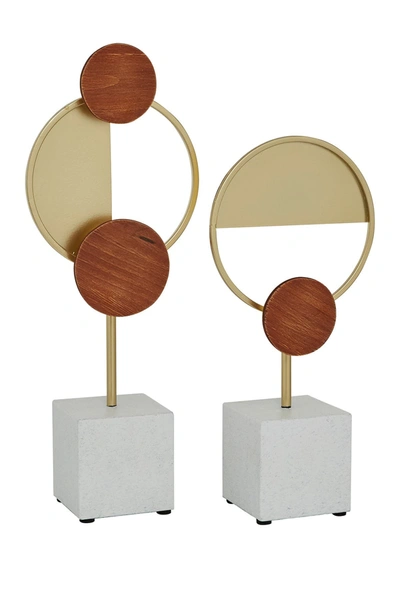 Venus Williams Neutral Multi Colored Abstract Geometric Metal Sculptures In Gold