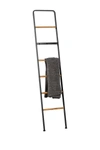 Willow Row Tall Black Metal Ladder With Wood Bars Plus 3-hook Bar In Black