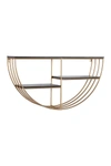 WILLOW ROW BLACK AND GOLD METAL AND WOOD WALL SHELF,758647462988