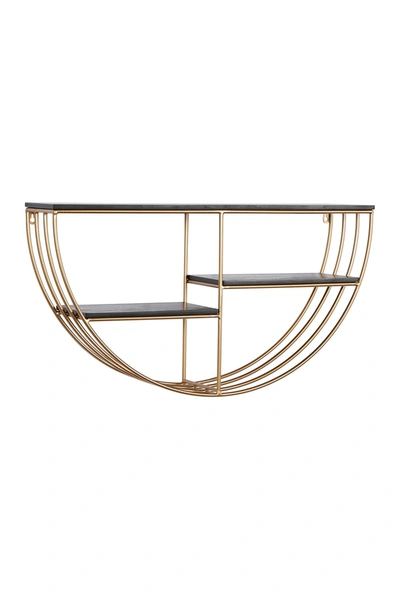 Willow Row Black And Gold Metal And Wood Wall Shelf