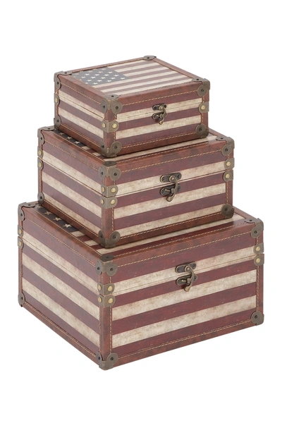 Willow Row Traditional 8", 10", And 12" Wooden Rectangular Boxes In Brown