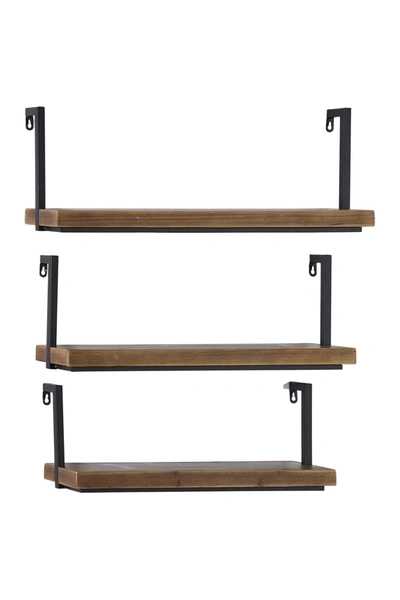 Willow Row Brown Wood Industrial Wall Shelf