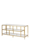ADDISON AND LANE WINTHROP 55" BRASS FINISH TV STAND WITH GLASS SHELVES,810325033290