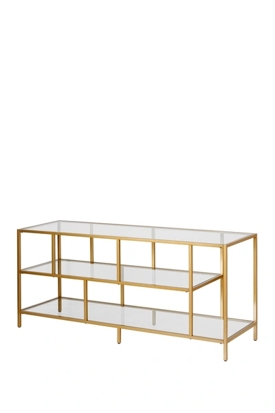 Addison And Lane Winthrop 55" Brass Finish Tv Stand With Glass Shelves