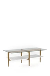 ADDISON AND LANE OTTO 47" BRASS FINISH COFFEE TABLE WITH WHITE LACQUER SHELF,810325030572