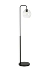 ADDISON AND LANE HARRISON BLACKENED BRONZE ARC FLOOR LAMP WITH CLEAR GLASS SHADE,810325032934