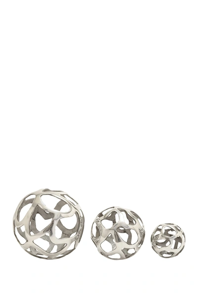 Willow Row Decorative Aluminum Balls 3-piece Set In Silver
