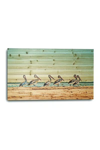 Gallery 57 Flock Of Pelicans Wooden Wall Art In Multi