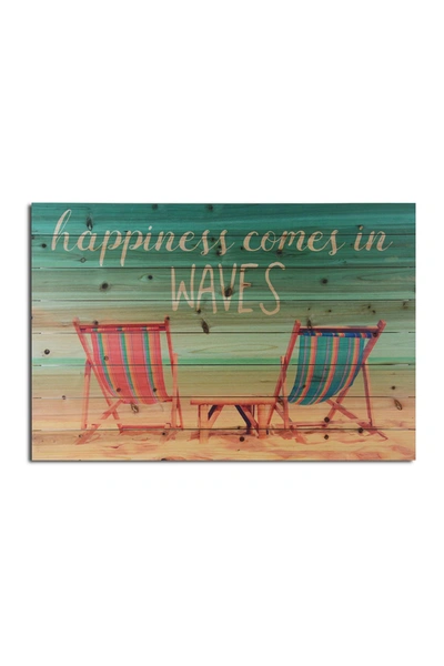 Gallery 57 Happines Comes In Waves Wooden Wall Art In Multi