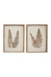 WILLOW ROW BROWN WOOD FERN LEAF FRAMED WALL ART WITH WHITE BACKING,758647365708