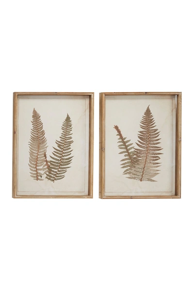 Willow Row Large Vintage Style Fern Shadow Boxes Wall Art In Brown
