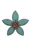 Stratton Home Teal/red Antique Flower Wall Decor