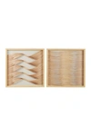 Willow Row Ginger Birch Studio Brown Wood Handmade Abstract Shadow Box With Rattan Weaving In Brown