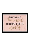 WYNWOOD STUDIO GIRL YOU ARE POWERFUL GOLD & PINK FRAMED WALL ART,011704905287