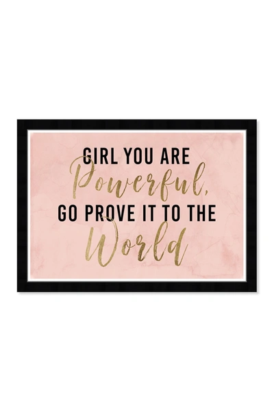 Wynwood Studio Girl You Are Powerful Gold & Pink Framed Wall Art