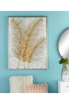 Cosmoliving By Cosmopolitan Glam Style Metallic Gold Leaf Palm Fronds Acrylic Framed Painting In Gray Gold