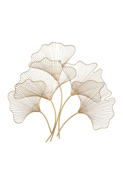 Cosmoliving By Cosmopolitan Floral Gold Metal Leaf Wall Decor