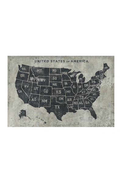 Courtside Market Grunge Usa Map 45" X 67" Mural In Multi Color