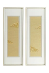 VENUS WILLIAMS RECTANGULAR WHITE FRAMED ABSTRACT YELLOW COTTON PATTERNED ACRYLIC SHADOW BOX,758647391400