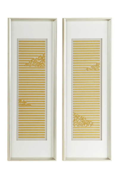 Venus Williams Rectangular White Framed Abstract Yellow Cotton Patterned Acrylic Shadow Box