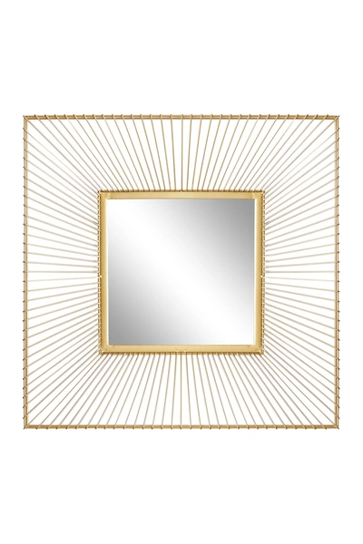 Cosmoliving By Cosmopolitan Square Gold Metal Dimensional Wall Mirror