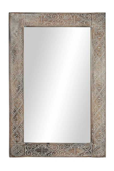 Willow Row Large Rectangular Wooden Wall Mirror With Hand-carved Eclectic Design & Whitewash Finish At Nordstro