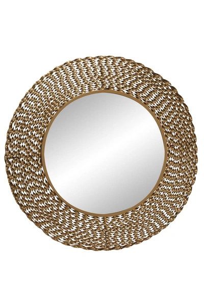 Willow Row Modern Style Large Round Twisted Gold Metal Wall Mirror