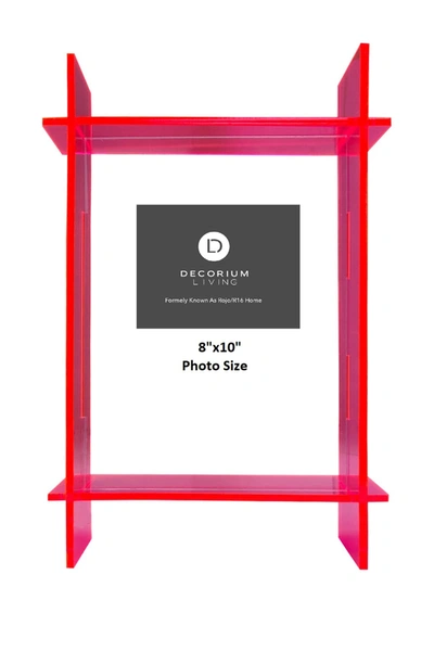 R16 Home Neon Pink Lucite 8" X 10" Frame In Neon Pink/clear