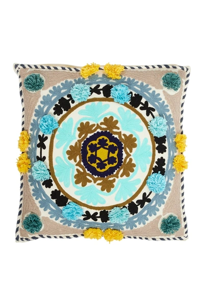Willow Row Mandala Embroidery Throw Pillow In Multi