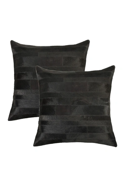 Natural Torino Madrid Pillow 18" X 18" In Black