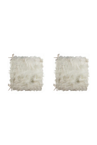 Luxe Laredo Faux Fur Seat Cushion In Off White