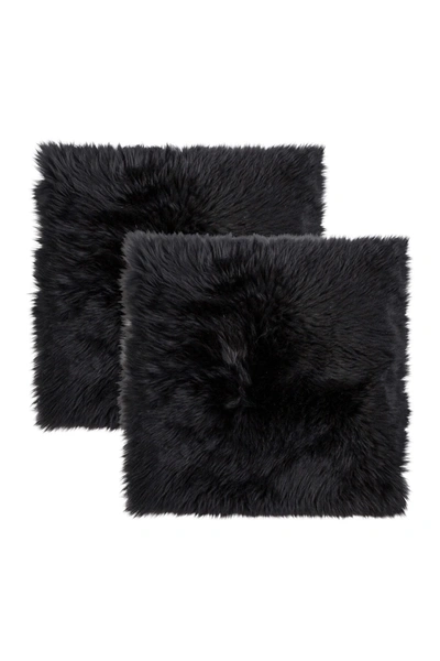 Natural New Zealand Genuine Sheepskin Shearling Chair Seat Pad In Black