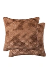 Luxe Belton Brown Mink Faux Fur 2-pack Pillows