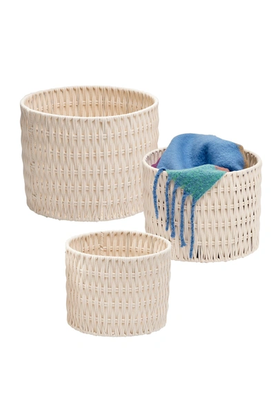 Honey-can-do Cozy Weave 3-piece Basket Set In Natural White