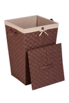 HONEY-CAN-DO LINED WOVEN STRAP HAMPER WITH LID,847539029801