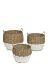 HONEY-CAN-DO NATURAL/WHITE ROUND SEAGRASS BASKETS,847539083995