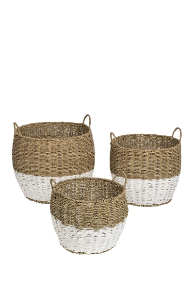 Honey-can-do Natural/white Round Seagrass Baskets In Natural White