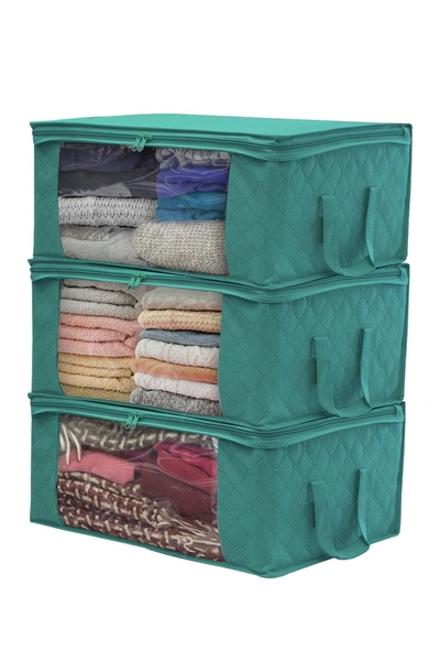 Sorbus Foldable  Large Clear Window & Carry Handles Storage Bag Organizer In Teal