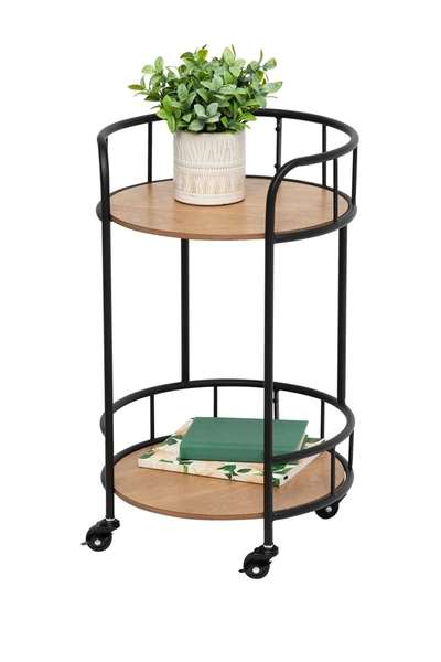 Honey-can-do 2-tier Rolling Side Table In Black Wood