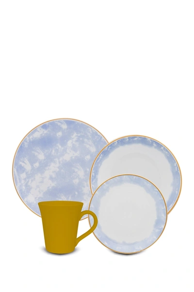 Manhattan Comfort Coup 16-piece Dinner Set In Blue And Yellow