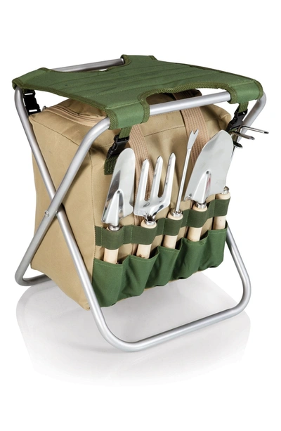 Oniva Gardener Folding Seat With Tools In Green