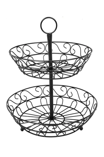 Sorbus Black 2-tier Countertop Fruit Basket Holder & Decorative Bowl Stand