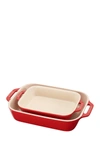 Staub Ceramic 2-piece Rectangular Baking Dish Set In Cherry