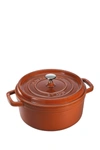 Staub Enameled Cast Iron 4-qt. Round Cocotte In Burnt Orange