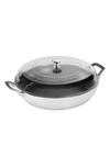 Staub 3.5 Quart Enameled Cast Iron Braiser With Glass Lid In White