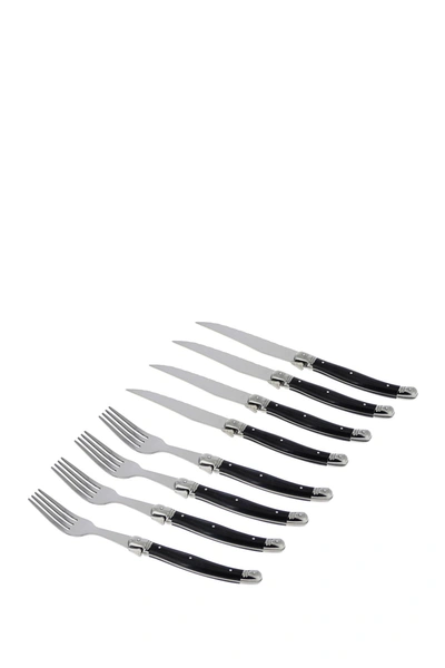 French Home 8-piece Laguiole Faux Onyx Steak Knife & Fork Set