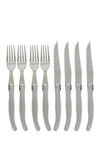 French Home Laguiole 8-piece Stainless Steel Knife & Fork Set In Silver