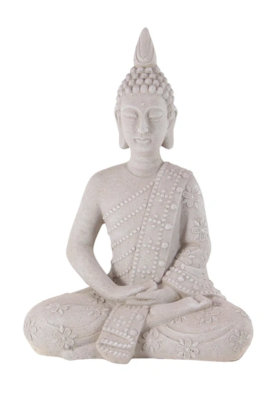 Willow Row Light Grey Resin Sitting Buddha Sculpture