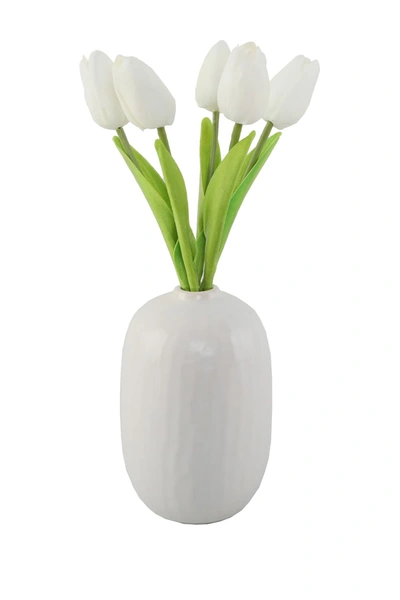 Flora Bunda 13" Real-touch Tulips In White