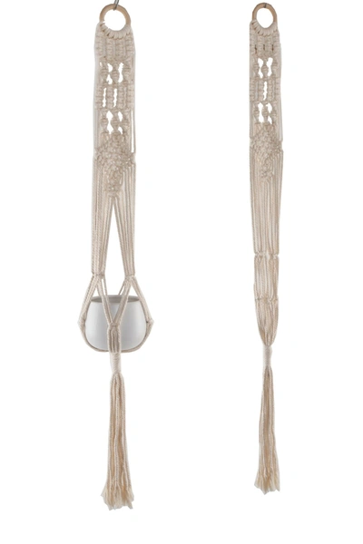 Flora Bunda Macrame Plant Hanger, 40" In White